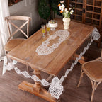 Clear Table Cover Protector Vinyl Table Cloth Rectangle Oil Spill Proof Vintage Rustic Plastic Table Covers for Dining Tables (White Lace, 60 x 84 Inches)