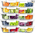 VERONES 10 Pack Glass Meal Prep Containers 2 Compartment Set, 30 OZ Airtight Glass Lunch Containers, Food Storage Containers with Lids, for Microwave, Oven, Freezer & Dishwasher Friendly，White