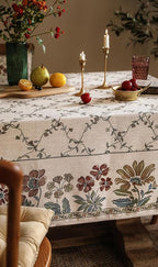 patdrea Designer Linen French Long Tablecloth for Rectangle Table,Fall Country Breathable Floral Tablecloths,Table Cover for Kitchen Dining,Tea Party,Christmas,Thanksgiving,63"x102"-Oliveirad