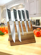 Mercer Culinary Premium Grade Super Steel 6-Piece Knife Set with Magnetic Acacia Stand, G10 Handles
