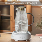 2 PACK Glass Pitcher with Lid and Spout,68 oz/2 Liter Vertical Stripes Water Pitcher for Fridge, Clear Borosilicate Glass Water Carafe for Cold Brew, Coffee, Lemonade, Sun Tea,Heat Resistant