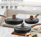 Vinchef 8" Non Stick Frying Pans, Skillet with Lid Used for All Stoves, Induction Non Toxic Cookware, Cooking Pans Nonstick Capable of Kitchen