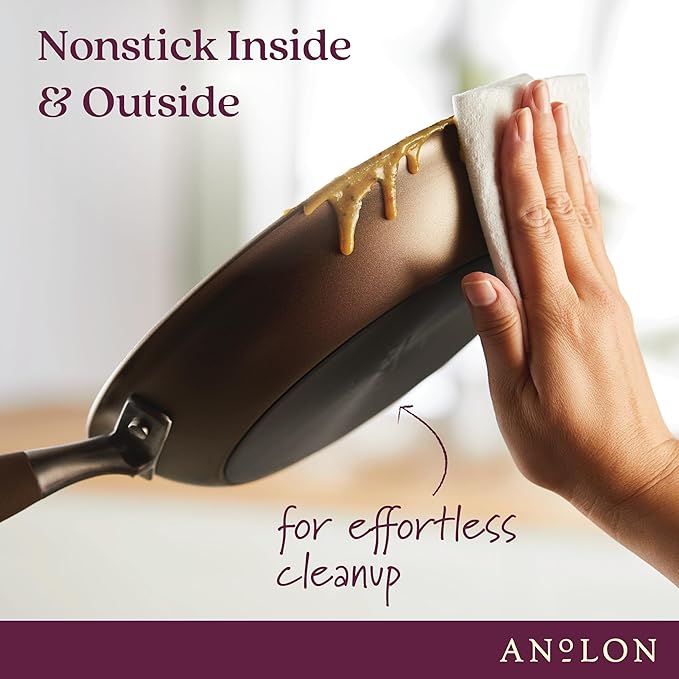 Anolon Advanced Home Hard Anodized Nonstick Frying Pan, 8.5 Inch – Small Non Stick Egg Pan, Durable Nonstick Skillet - Bronze