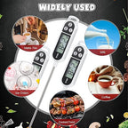 6 Pcs Instant Read Meat Thermometer with Long Probe 9.65 Inch Kitchen Cooking Food Candy Waterproof Digital Thermometer for BBQ Water Milk Yogurt Liquid Cooking(White)