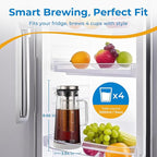Cold Brew Coffee Maker, 1.0L/34Oz Cold Brew Pitcher | Ice Tea Maker with Airtight Glass Carafe, Filter, Non-Slip Base, Comfort Handle, Wide Spout (Grey)