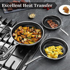 Innerwell Nonstick Frying Pans 9.5 Inch Hybrid Tri-Ply Stainless Steel Frying Pans Titanium Ceramic Nonstick Cooking Pan,PFAS/PFOA/PTFE Free,Compatible with All Cooktops