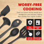 Chef Craft Premium Silicone Kitchen Tool and Utensil Set, 5 Piece, Black