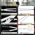 Heavy Duty Fire Tongs Firewood Grabber Tool with Scissor Shape Serrated for Campfire, Bonfire, Fire Pit Log Claw Tongs - Stainless Steel