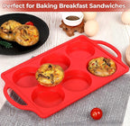 CAKETIME Muffin Top Pan Non Stick, 3 Inch Metal Frame Round Egg Baking Pan for Oven English Muffins, Whoopie Pies, Corn Bread, Egg Bites, Breakfast Sandwiches Tarts 3 Pack Red