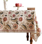 ISAENNE Designer Provence Floral Long Rectangular Tablecloth,Linen Colorful Washable Indoor Table Cloth,Durable Decor Tablecloths for Dining Thanksgiving Kitchen Christmas,63"*94"-Ratina