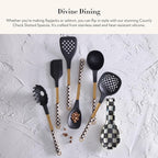 MACKENZIE-CHILDS Slotted Kitchen Spatula, Silicone Spatula for Cooking, Black-and-White Courtly Check