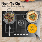 Non Stick Frying Pans with lid, 12 inch Hybrid Frying Pans Nonstick, non stick Stainless Steel Skillets, Dishwasher and Oven-Safe, nonStick Cookware, Induction Compatible Cooking Pan