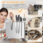 Magnetic Knife Block Without Knives, Stainless Steel Magnetic Knife Holder Stand with Strong Knife Magnet, Double-Sided Knife Magnetic Strip Knifes Storage Organizer for Kitchen Counter Top