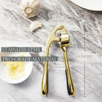 Kitessensu High Effective Garlic Press With Studs, Heavy Duty Garlic Mincer, Easy to Squeeze and Clean, Rust Proof & Dishwasher Safe, Ginger Crusher - Golden