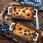 2-in-1 Cast Iron Bread Pan with Lid, Leonyo Enameled Cast Iron Loaf Pan, 9 x 6 inch Sourdough Baking Pan, Homemade Bread Dutch Oven for Pound Cake, Lasagna, Up to 500℉ & Pink