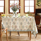 ISAENNE Designer Small Rectangular Tablecloth,Western Linen Colorful Floral Indoor Table Cloth,Wrinkle Resistant Decor Tablecloths for Dining Thanksgiving Kitchen Christmas,55"*71"-Serenity B