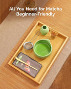 Maestri House Matcha Whisk Set, 7 Pcs Complete Matcha Kit with Spouted Ceramic Bowl, Bamboo Whisk & Holder, Scoop & Sifter, Tea Cloth – Ideal Gift for Matcha Lovers(Green)