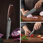 Wakoli EDIB 5-Piece Damascus Knife Set – Professional Kitchen Knives | Genuine Damascus Steel Blades with VG10 Core | Ergonomic Pakkawood Handles | Premium Chef Knife Set