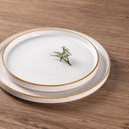 GBHOME Ceramic Dinnerware Sets With Double Bowl for 4, 16 Pieces Stoneware Plates and Bowls Set, Reactive Glaze Dishes -Scratch Resistant, Dishwasher&Microwave Safe-Pearl White