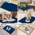 TOHONFOO Silicone Coffee Maker Mat with Lip, 19.7'' x 15'' Heavy Duty Coffee Maker Mat for Countertops, Coffee Tray Fit Under Coffee Machine Appliance Automatic Machines Espresso Accessory, Navy Blue