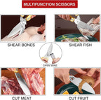 Kitchen Shears Heavy Duty Poultry Shears Meat Cutting Dishwasher Safe and Stainless Food Kitchen Scissors for Chicken Turkey Thanksgiving,Silver