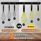 Anaeat Silicone Whisk, Thick Stainless Steel Wire Inner Heat Resistant - Kitchen Whisks for Non-Stick Cookware, Balloon Egg Beater for Whisking, Blending, Beating, Frothing & Stirring (Yellow)