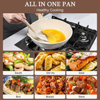GiPP Ceramic Nonstick Deep Frying Pan Skillet, 12" Saute Pan with Lid, Induction Cookware Non Stick Cooking Pan, PTFE PFOA PFOS APEO Free,White