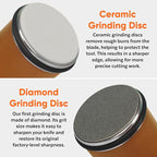 Rolling Knife Sharpener Kit – Complete Luxury Set with Leather Strop, Stand & 2 Extra Discs | Premium Beech Wood Magnetic Sharpener | Kitchen & Pocket Knife Sharpening Tool