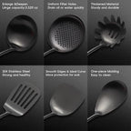 Stainless Steel Kitchen Utensils Set with Wood Handle, 18/10 Metal Cooking Utensils Set, 10-Piece - Spatula, Spoon, Ladle, Skimmer, Slotted Turners, Pasta Server, Fork, Masher(Dishwasher Safe)