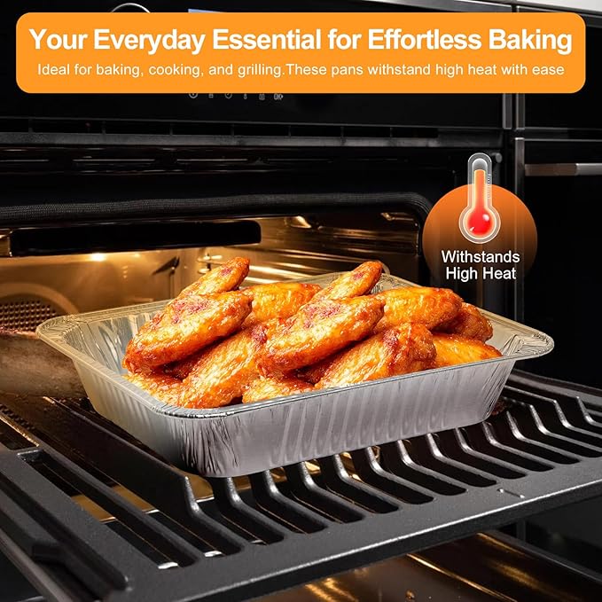 Notwoe® 55pc Disposable Aluminum Pans With Lids, 10x14 (10pc) 5.5x8.2 Square (15pc) And 4x7 Square (30pc) Combo Set, Disposable Baking and Cake Pan. (55 Pack w/Lids)