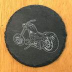 Level Up Your Man Cave: Rustic Chopper Coasters for The Motorcycle Enthusiast - Round Slate - Set of 8