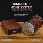 Rolling Knife Sharpener Kit – Premium Walnut Wood Kitchen Knife Sharpener for 15° & 20° Edge - Magnetic Knife sharpener with Diamond & Stainless Disc #1000/#3000