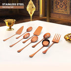 Avador® Premium Set of 8 Stainless Steel Hostess Serving Utensil Tool Set for Weddings | Buffer | Party | Kitchen | Restaurants (Rose Gold Plated)