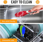 Hotec Silicone Kitchen Tongs for Cooking 9-Inch Serving Tongs with Silicone Tips, Set of 3 (Red Blue Green)