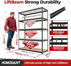 HOMEDANT 5 Tier Laminated Boltless Heavy Duty Garage Storage Adjustable Wide Size Metal Shelving Unit Utility Rack Shelves Organization Multipurpose Shelf Shed Warehouse 47.7"W x 18.2"D x 71.3"H 1Pack