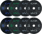 CAP Barbell 2-Inch Olympic Bumper Plate Weight Set with 6 Post Rack | 100-370 lbs | Multiple Options