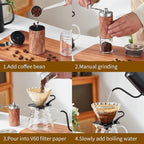 Unbreakable Pour Over Coffee Maker Set – 6-Piece Set with Coffee Maker, Hand Coffee Grinder, Hand Drip Kettle, V60 Filters (40 Sheets), and Measuring Spoon – Perfect for Home Brewing and Travel