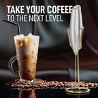 Zulay Kitchen Executive Series Luxury Gift Milk Frother with 4 Duracell Batteries – Handheld Electric Foam Maker for Coffee, Lattes & Hot Chocolate – Deluxe Finish, Ultimate Gift for Coffee Lovers