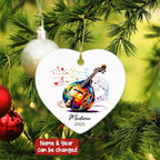 Personalized Name & Year Mandolin Ceramic Ornament Gifts for Music Lovers, Mandolin Player Xmas Tree Ornaments, Custom Mandolinist Ornaments 2025, Instrument Ceramic Ornament Decor Christmas Hanging