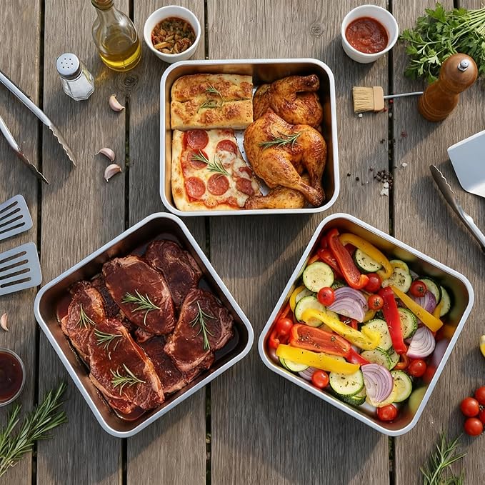 YUPER Stainless Steel Food Storage Containers, Large Meal Prep Container Sets with Lids, BPA Free, Leak Proof & Airtight, Microwave, Dishwasher, Fridge, Freezer & Oven Safe, 3 Pack (84+125+162OZ)