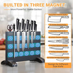 Magnetic Knife Block Without Knives Black Stainless Steel Magnetic Knife Holder Stand with Strong Knife Magnet Double Side Knife Magnetic Strip Knifes Storage Organizer for Kitchen Counter Top