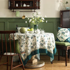 patdrea Designer Green Small Linen Table Cloth for Rectangle Table,Vintage Floral Pattern Durable Tablecloth,French Cover Decor for Kitchen Dining,Christmas,Thanksgiving,Tea Party,55"x71"-Noah