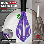 Walfos Whisk,7+9+11in Silicone whisk, BPA free Whisks for Cooking Non Scratch. Heat Resistant(480°F) Wisk. Perfect for Blending, Mixing, Beating etc.Dishwasher Safe.Set of 3 (Colorful)