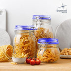 Bormioli Rocco Fido Collection, 2 Pack, 17 Oz. Food Storage Glass Jars, Airtight Rubber Seal & Glass Lid, With Stainless Wire Clamp, Made In Italy.