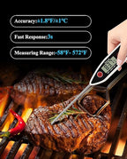 Wisebee Meat Thermometer Digital, Instant Read Food Thermometer with Stepdown Probe| IPX7 Waterproof| Hold Function| High Accuracy| Fast Response for Cooking, Liquid, Kitchen (White)