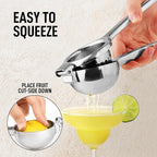 Zulay Kitchen Extra Large Lemon Squeezer Stainless Steel - Easy Squeeze Heavy Duty Lemon Juicer Hand Press - Ergonomic Citrus Squeezer & Fruit Juicer for Small Oranges, Lemons, & Limes - Silver