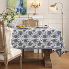 patdrea Designer Vintage Blue Rectangle Tablecloth,Linen Anti-Wrinkle Paisley Pattern Farmhouse Table Cloth,Decor Table Cover Cloth for Kitchen Dining,Christmas,Thanksgiving,63"x87"-Lantang a