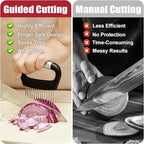 Onion Slicer with Protective Cover - Stainless Steel Cutter for Slicing Tomatoes, Potatoes, Avocados - Multiuse Vegetable Chopper and Meat Tenderizer