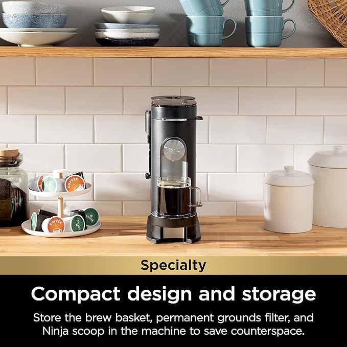 Ninja | Coffee Maker | Single Serve |Brew with Coffee Pods & Grounds| Compatible with K-Cup Coffee Pods | 4 Brew Styles, up to 24oz Cup Sizes & 56oz Removable Reservoir | Black | PB051