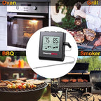 ThermoPro TP16H Large LCD Digital Meat Thermometer for Cooking, Smoking, Grilling, BBQ Food Thermometer with Clock Timer and Stainless Steel Probe, Black